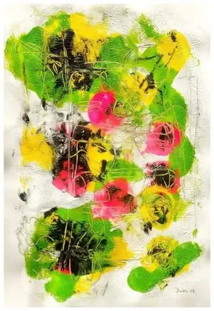 roots III, gelb, grün, pink 2023